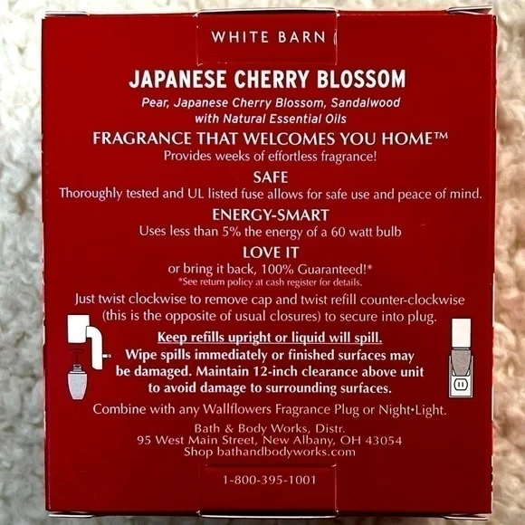 B&BW White Barn "Japanese Cherry Blossom" Wallflowers Home Fragrance Refills - Picture 4 of 5